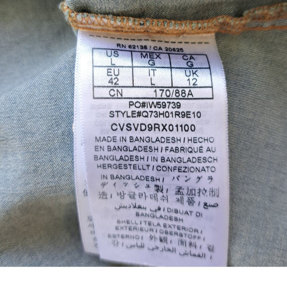 GUESS  Blue Denim Snap Front Western Shirt Large Coastal Cowgirl Long Sleeve - Picture 5 of 7
